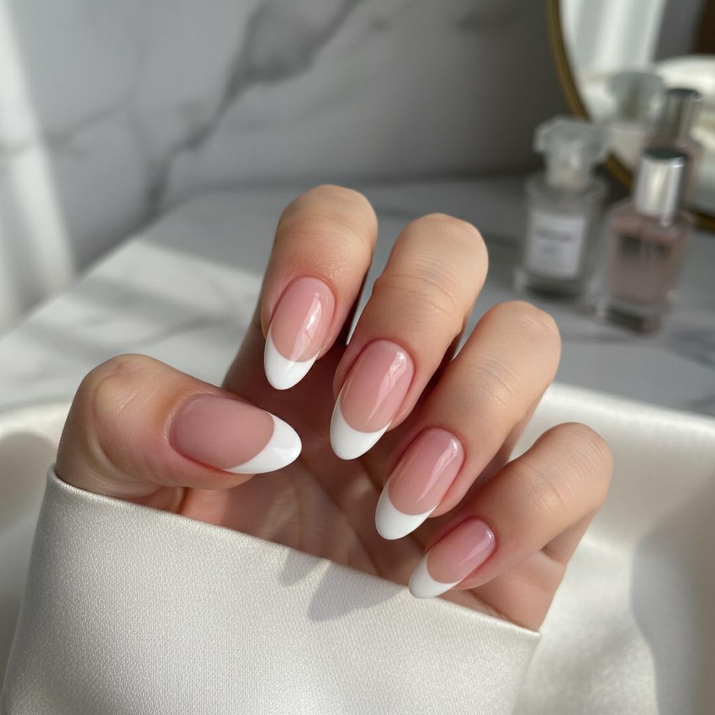French manucure et nail art élégant réalisé chez Nail'ink Toulouse Purpan