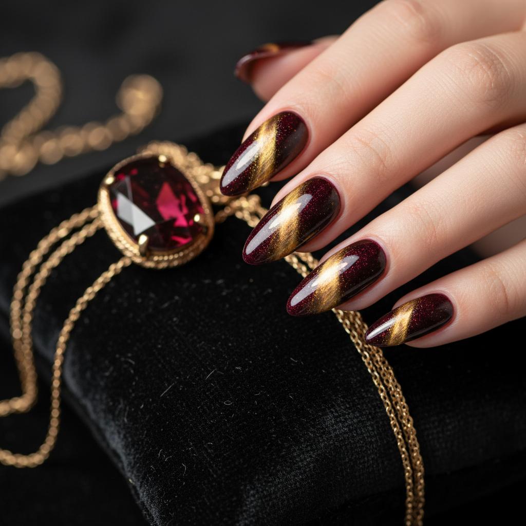 Pose cat eye magnétique — nail art Toulouse Purpan