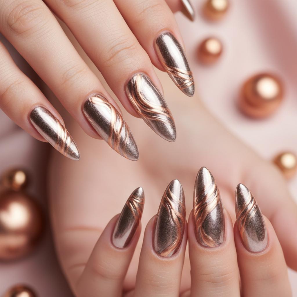 Effet chrome miroir sur ongles — onglerie Toulouse