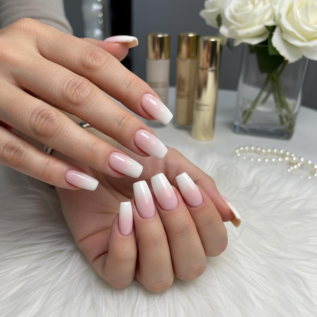 Baby boomer ombré — nail art tendance Toulouse Purpan